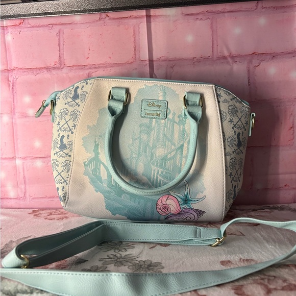 Loungefly Mint & White Ariel Illustration Satchel - Picture 2 of 4